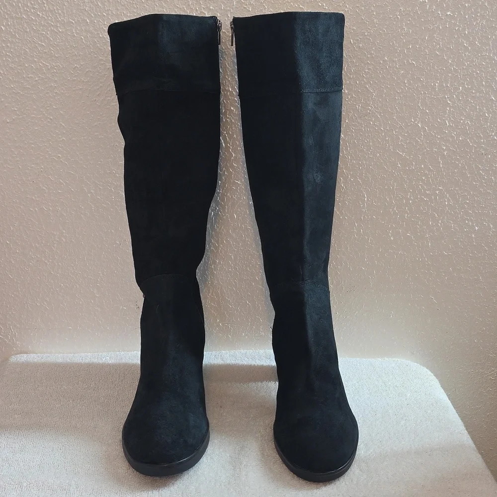 Hush Puppies Saun Olivya Suede Knee High Tall Boots Womens Size 11W